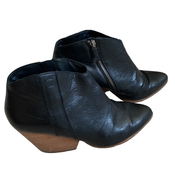Eileen Fisher Leather Western Demi Wedge Bootie Size 9 - Picture 2 of 9